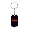 thumbnail image 1 of Jackpot Gambler Stainless Steel or 18k Gold Premium Swivel Dog Tag Keychain, 1 of 8