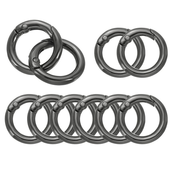 Uxcell 25mm OD Spring O Rings Round Clasp Clip Trigger Snap Spring Keyrings Black 10 Pack