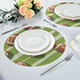 thumbnail image 6 of Round Placemats Set of 4 Heat Resistant Washable Kitchen Table Decorations 15.4in Rugby Balls Pattern, 6 of 7