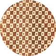 thumbnail image 1 of Ahgly Company Indoor Round Checkered Orange Modern Area Rugs, 4' Round, 1 of 4