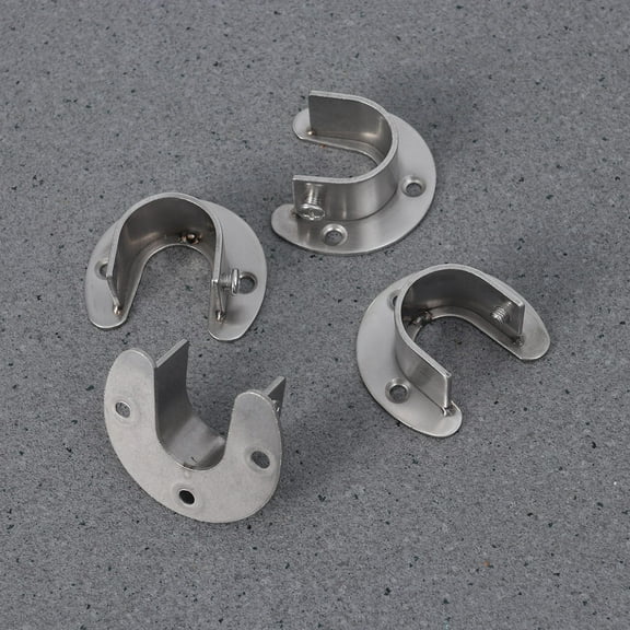 GOOHOCHY 4 PCS U Brackets Stainless Steel Closet Pole Socket Rob Tension Curtain Rod Silver