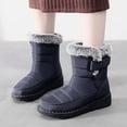 thumbnail image 2 of Women Men Lightweight Snow Boots Winter Anti-Slip Ankle Booties Waterproof Slip On Warm Fur Lined Sneaker-Blue, 2 of 5