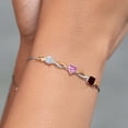 thumbnail image 4 of 925 Silver and 10K Yellow Gold Near Colorless White Moissanite Pink Moissanite Red Garnet and Lab Grown Diamond Tennis Bracelet for Women By Keren Hanan (2.22 cttw, Adjustable up To 9 inch), 4 of 4