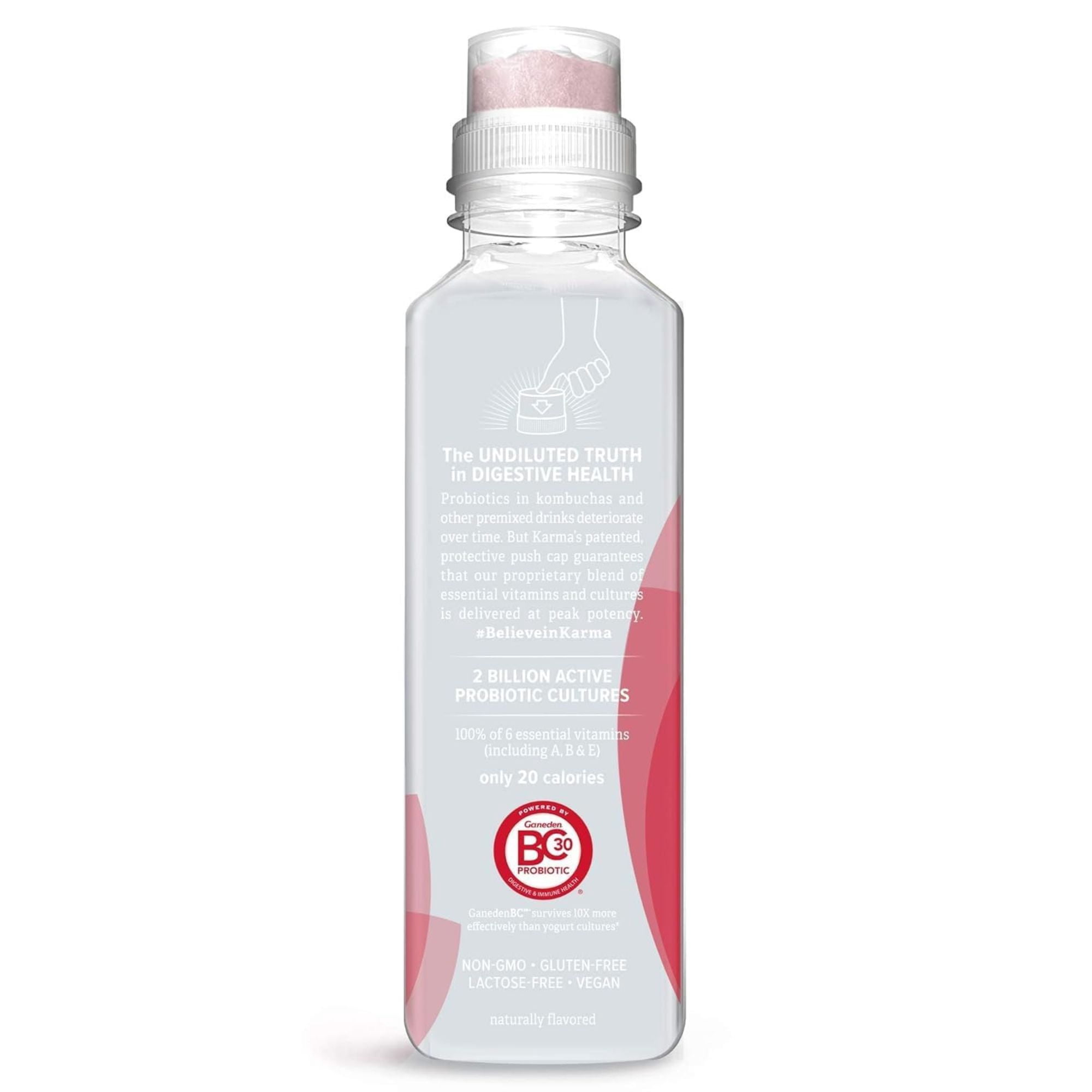 Karma Probiotic Water 12‑Bottle Variety Pack – 4 Flavors – Push‑Cap Vitamins, 2 Billion Cultures, 18 fl oz Bottles