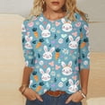 thumbnail image 2 of lcziwo Ofertas en Walmart Women's Easter Shirts 2025 Fashion Egg Printed Blouses Casual Round Neck Shirt Spring Holiday Wear 3/4 Sleeve Easter Tops Multicolor S, 2 of 6