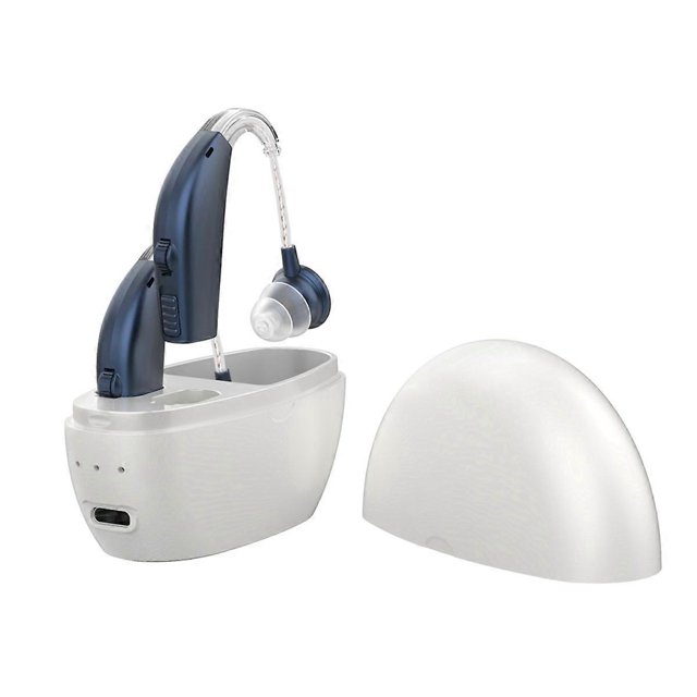 Elderly Loudspeaker Headphones Hearing Device with Magnetic Charging Portable Wireless Sound Amplifier,Blue & White