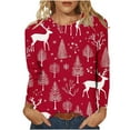 thumbnail image 2 of Ounisa Long Sleeve Womens Tops Casual Loose Fit Crewneck T Shirts Solid Lightweight Length Tunic Tops Christmas Tree Lights Christmas Gifts Elk Sequin Graphic Pullover, 2 of 5