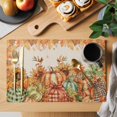 thumbnail image 2 of Orange Pumpkins Fall Thanksgiving Placemats Set of 4, Maple Leaf Rustic Washable Wipeable Table Mats for Dining Tables, Indoor Outdoor Kitchen Place Mats for Holiday Party Table Decor, 2 of 9