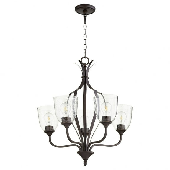 6127-5-286-Quorum Lighting-Jardin - 5 Light Chandelier in Quorum Home Collection style - 24 inches wide by 25.5 inches high-Oiled Bronze Finish-Clear