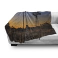 thumbnail image 3 of Windmill Soft Flannel Fleece Blanket, Sunset in Kalahari Peaceful Outdoors Agriculture Rural Nature Image, Cozy Plush for Indoor and Outdoor Use, 50" x 60", Blue Brown and Marigold, by Ambesonne, 3 of 6