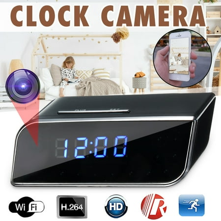 Nanny Cam Clock Wireless Hidden Camera Alarm Clock WiFi HD 1080P Video Recorder DV Monitor 90° Covert Nanny Cam App Control With Motion Detection For Indoor Home Security Monitoring ()