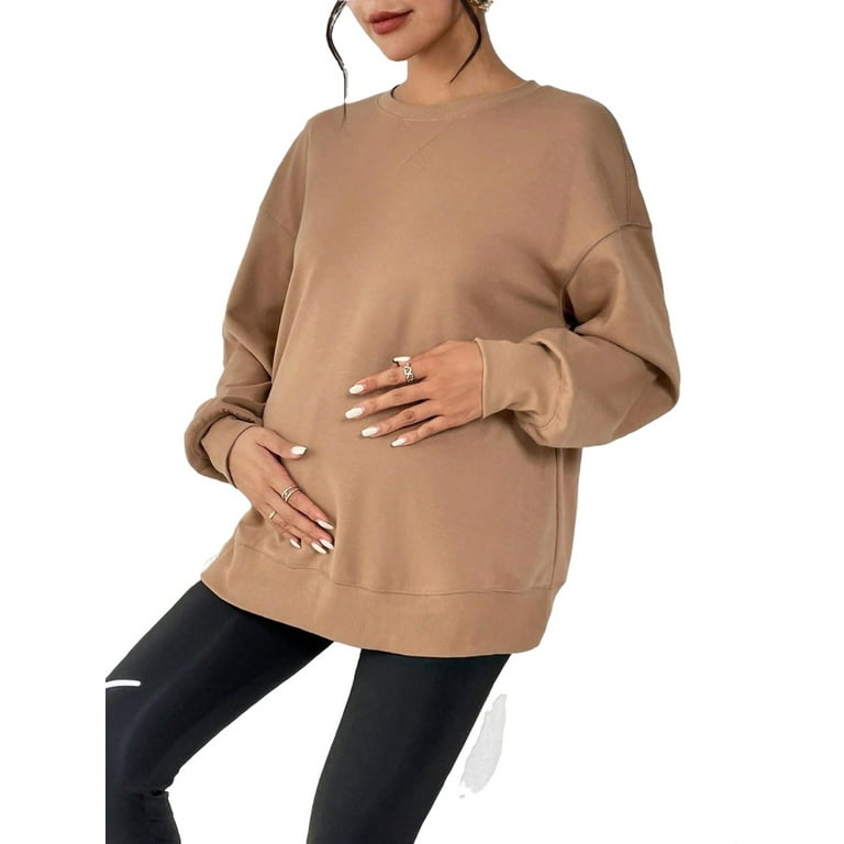 Eytino Oversized Sweatshirt for Women Plus Size Sweatshirts Long Sleeve  Crew Neck Casual Soft Pullover Tops Shirts 3X Brown 