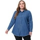 thumbnail image 3 of Camisas de talgrande pamujer Camide mezclilcon botones de cambray Azul Marino 4X, 3 of 5