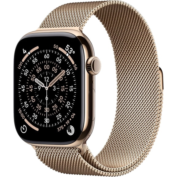 Restored Apple Watch Series 11 [GPS   Cellular 46mm] Smartwatch with Gold Titanium Case with Gold Milanese Loop - M/L (Refurbished)