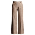 thumbnail image 6 of Lenpel Womens Wide Leg Striped Pants Fashion Button Trousers with Pockets Casual Business Straight Leg Slacks, 6 of 6