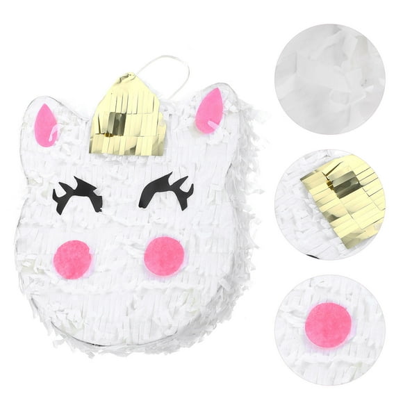 BRIGHTFUFU Unicorns Kids Pinata for Decor Made of Safe Paper Reduces Anxiety and Adds Fun 18.5 Inches White