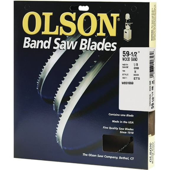 1 PK, Olson WB51659DB-Olson 59-1/2 In. x 1/8 In. 14 TPI Hook Wood Cutting Band Saw Blade