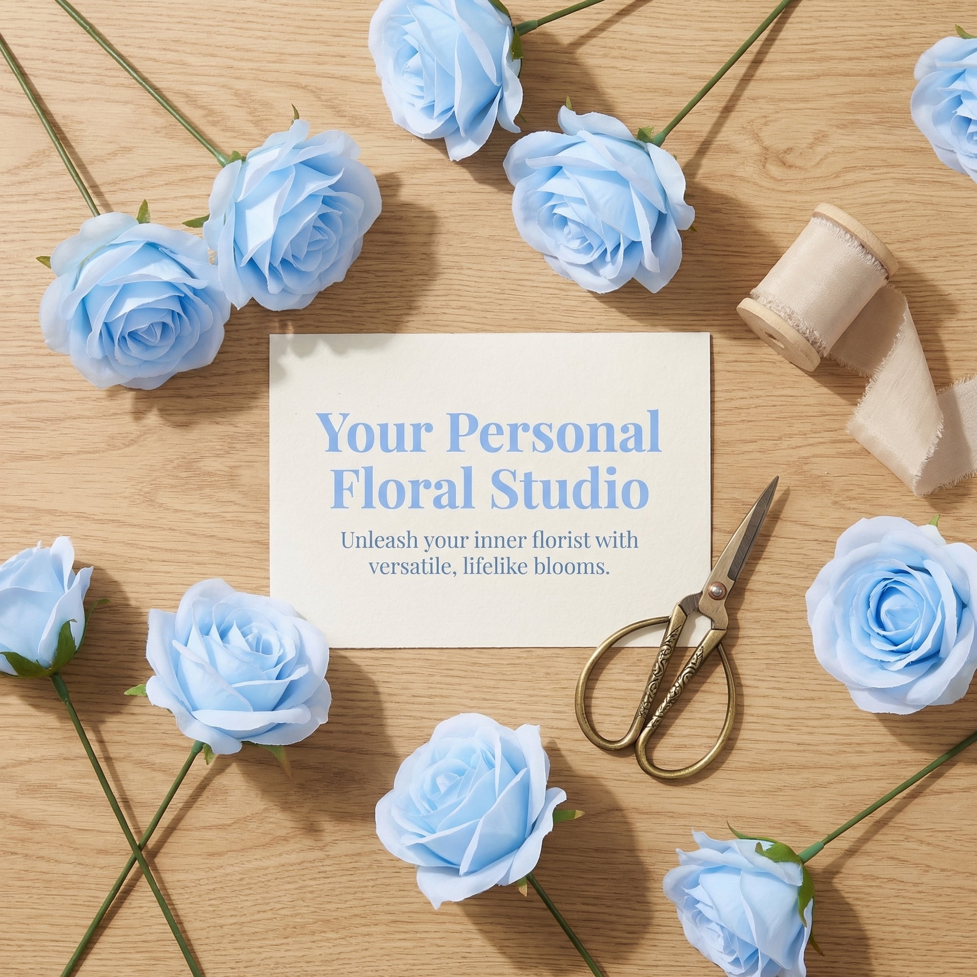 Unique Bargains Mini Artificial Silk Roses Detachable Head Bouquet for Craft Blue 5.9 in