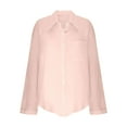 thumbnail image 4 of VgaVtl Collared Women Shirts Long Sleeve Fall Winter Womens Plus Size Tops Pink Leisure Dressy Button Down Solid Color Shirts,XL, 4 of 6
