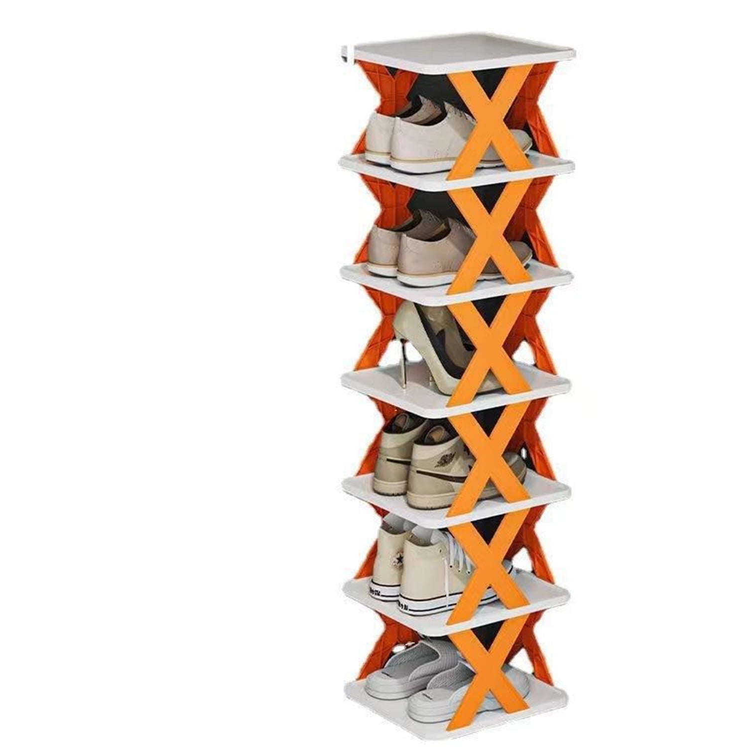 Casewin 7 Tiers Tall Shoe Rack, SpaceSaving Narrow Shoe Rack, 7 Pairs Metal Shoe Rack for