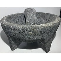 Made in Mexico Piedra Negra Black Stone Genuine Mexican Manual Guacamole Salsa Maker Volcanic Lava Rock Molcajete/Tejolote Mortar and Pestle Herbs Spices Grains 7" Large$$Home Decor, Kitchen, & Other
