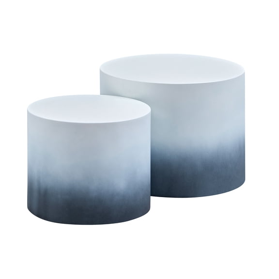 LifeSky Nesting Side Tables for Small Spaces: 2-in-1 Space Solution - 0-Minute Setup for Apartments & Rentals - Modern Round MDF Coffee & End Table Set White Black