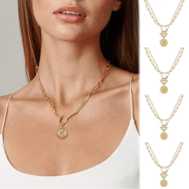 Generic Gold Layered Initial Necklaces 