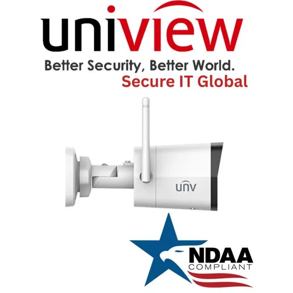 UNV NDAA 2MP Outdoor Uniview Wi-Fi Bullet Security Camera with Microphone, Night Vision, Smart Detection, IP67 Weatherproof | Secure IT Global