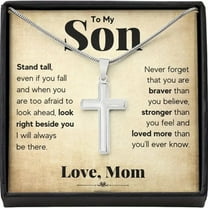"A Letter from Mother to Son" Classic cross men's necklace, solid-color pendant, men's jewelry with gift box