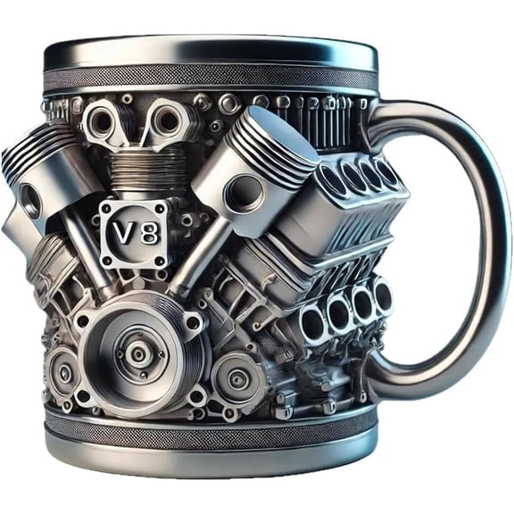 V8 Engines Stainless Steel Cup,V8 Engine Design,Car Engine Coffee Mug,V8 Creative Engine Beer Cup Present for Car Enthusiasts and Racing Fans.Living room decoration as a work of art