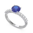 thumbnail image 2 of Diamond-Capitals 2.25 Carat Elegant Round Cut Genuine Diamond & Blue Sapphire Gemstone Engagement Ring for Women Solid 18K White Gold Size 10, 2 of 7