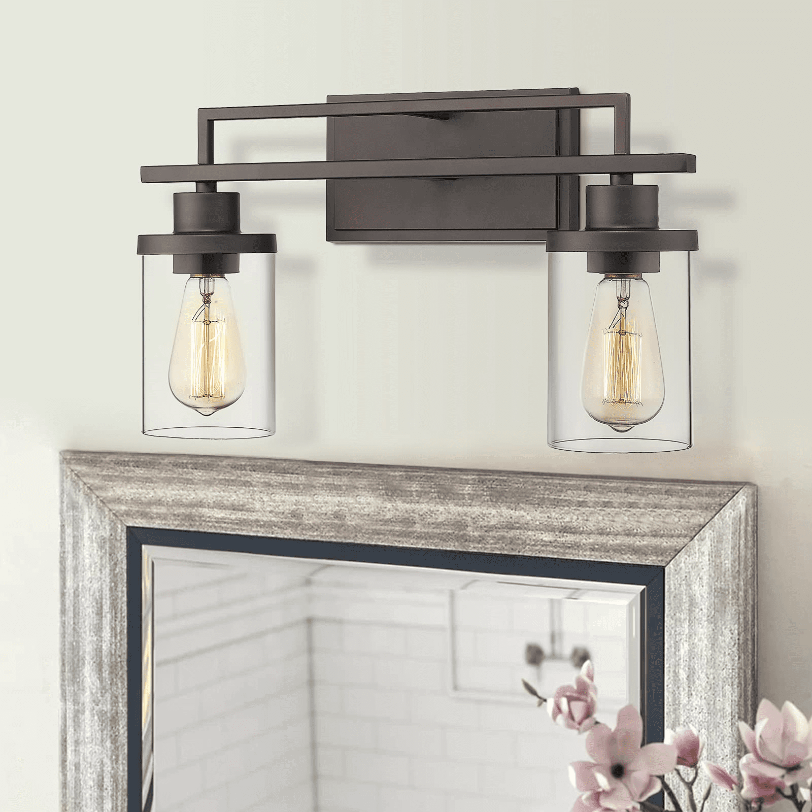 2-Light Vanity Lighting Fixtures Farmhouse Bathroom Light Fixture in ...