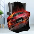 thumbnail image 4 of Cars Soft Flannel Fleece Throw Blanket, Front View Car Speeding Hot Flames on Abstract Backdrop Concept Design, Cozy Plush for Indoor and Outdoor Use, 60" x 80", Orange Black Red, by Ambesonne, 4 of 5