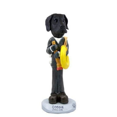 Black Great Dane Figurine - Great Dane Black w/Uncropped Ears Sailor Doogie Collectable Figurine
