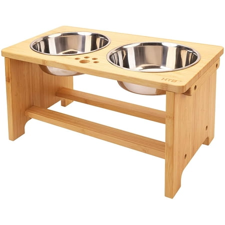 HTB Elevated Dog Bowls Stand with 2 Stainless Steel Bowls