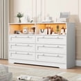 thumbnail image 6 of Studyset Dresser for Bedroom with 6 Drawers, Large Wooden Bedroom Dressers with Power Outlet and Led Lights, 55 Inch Wide TV Dresser, Wood Modern 6 Drawers Dressers & Chests of Drawers for Room, 6 of 9