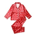 thumbnail image 2 of WBQ Family Matching Pajamas Set Silk Satin Button Down Top +Long Pants Sleepwear Long Sleeve Solid Color Nightwear 2 Pcs Pj Set,A1, 2 of 8