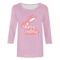 thumbnail image 4 of RKSTN Womens Tops Easter Cute Bunny Printed Loose Fit Tops Round Neck 3/4 Sleeve Spring Summer Soft Blouse Tops, 4 of 4