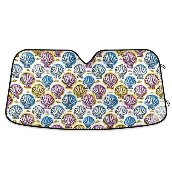 Graphic Seashells Car Windshield Sun Shade Foldable Car Front Window Visor Heat and UV Protection 53x23.5