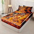 thumbnail image 2 of Homewish Fire Hockey Zipper Full Size Comforter Sets with Fitted Sheet and 2 Pillowcases, Sport Zipper Bedding Set for Men and Boys, Black Reversible, 4-Piece, 2 of 6