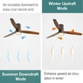 thumbnail image 6 of IVV 52" Ceiling Fans with Lights and Remote Control, Modern Flush Mount Ceiling Fan with 3 LED Colors, Outdoor Ceiling Fans, 6-Speeds/Timer/Reversible DC Motor - Walnut, 6 of 8
