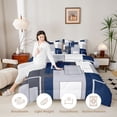 thumbnail image 3 of Homewish Navy Geometric Square Queen Comforter Set,Modern Aesthetic Comforter Sets Queen,Black Reversible,3 Pieces,1 Comforter and 2 Pillowcases, 3 of 7