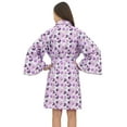thumbnail image 3 of Bimba Women Light Purple Floral Printed Kimono Robe Bridesmaid Coverup Wrap - 8, 3 of 4