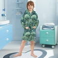 thumbnail image 5 of FORMRS Niños Bathrobe Unisex Hooded Robe Soft Plush Pajamas Sleepwear, Size 10-12T, Green Forest Pattern, 5 of 7