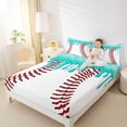 thumbnail image 3 of Castle Fairy Baseball Ice Cream Queen Sheets 4 Pieces, Ball Gamer Queen Sheet Sets, Teal Red,1 Fitted Sheet, 1 Flat Sheet and 2 Pillowcases, 3 of 6