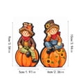 thumbnail image 2 of Fall Harvest Scarecrow Figurine Set of 2, Wood 2D Scarecrow Sitting on Pumpkin Statue with Sunflower, Autumn Farmhouse Tabletop Decor for Mantel Shelf Thanksgiving Home Decor, 2 of 5
