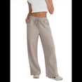 thumbnail image 1 of Pantalones Deportivos de Pierna para Mujer, de Cintura Alta, Holgados, con Cordón y Bolsillos Café Ligero XL, 1 of 7