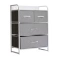 thumbnail image 2 of Emma + Oliver Nightstand with 4 Gray Fabric Drawers, Charging Station with 2 USB Ports/Power Outlet, White Engineered Wood Top, Wood Handles, Metal Frame, 2 of 12