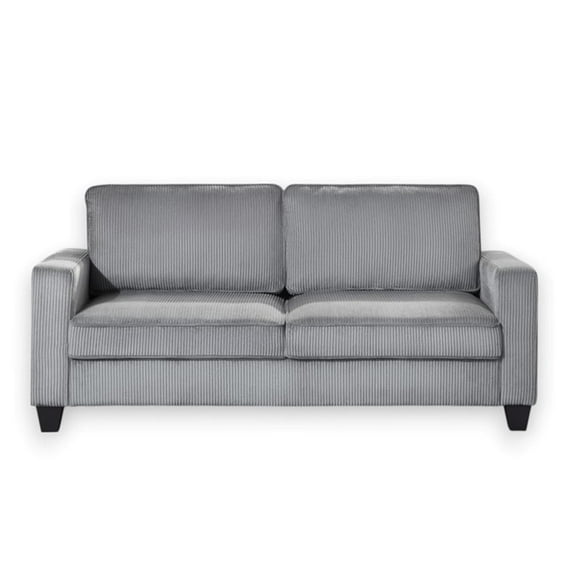 Bowery Hill 72.5"W Corduroy Sofa with USB and Side Pockets in Gray