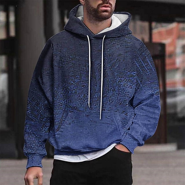 Sudadera con capucha para hombre, estilo casual, con cuello redondo, estampado, manga larga, blusa de poliéster